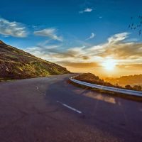 sunset on the road