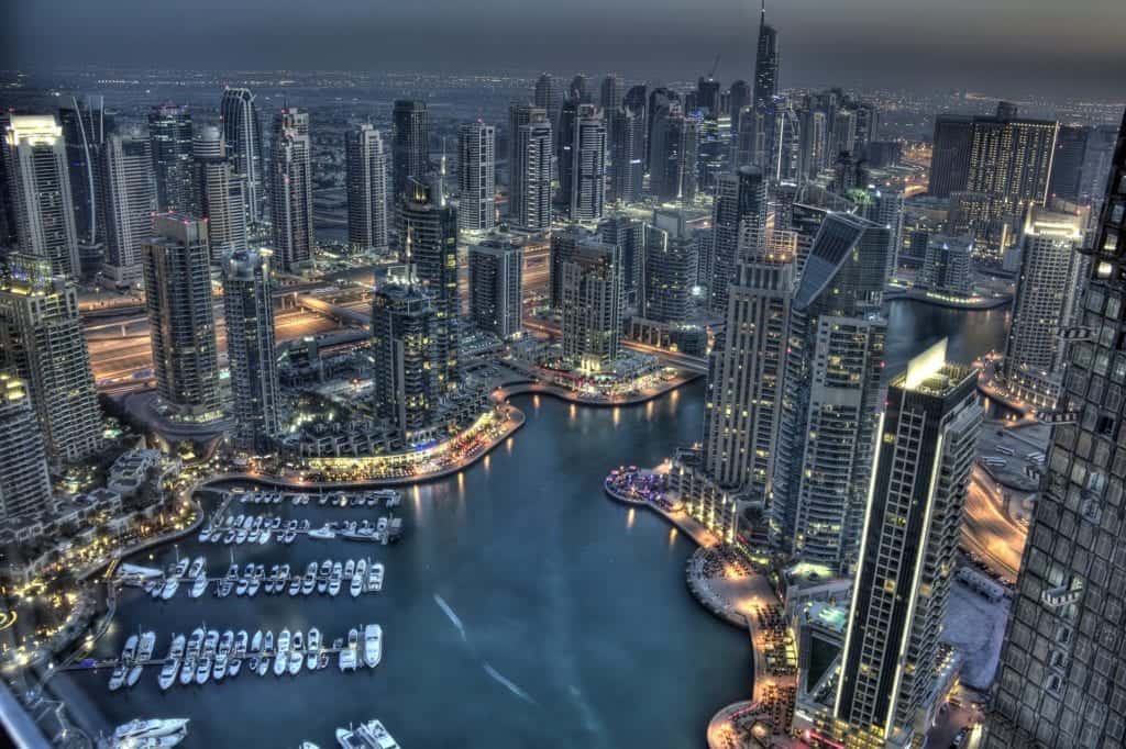 Dubai skyline night