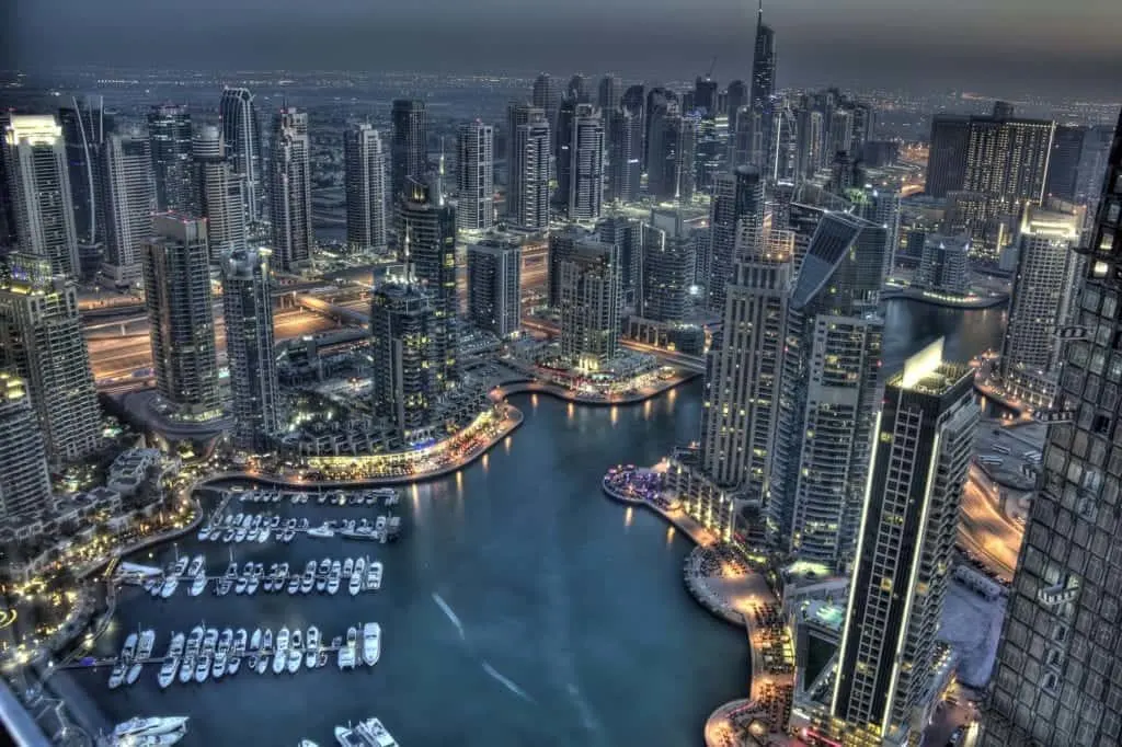 Dubai skyline night