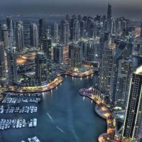 Dubai skyline night