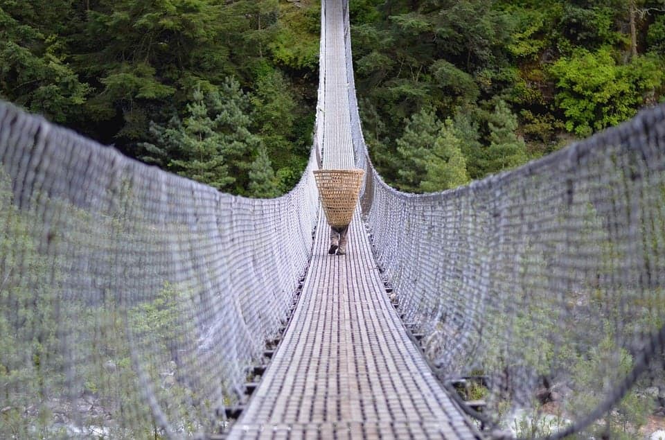 Nepal mountain bridge