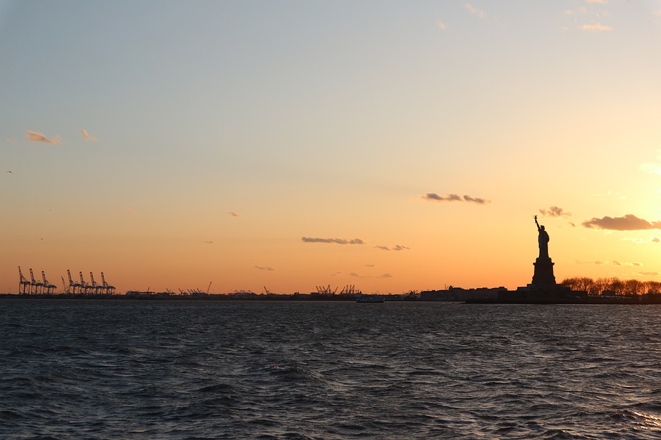 statue of liberty sunset